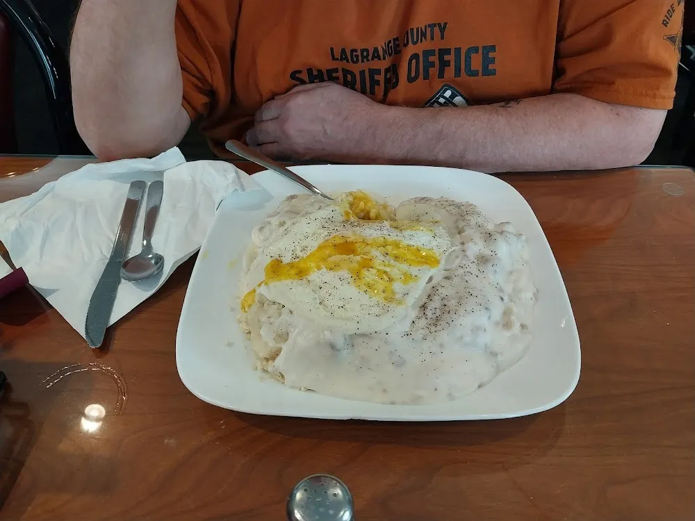 Biscuits and Gravy with 2 Fried Eggs